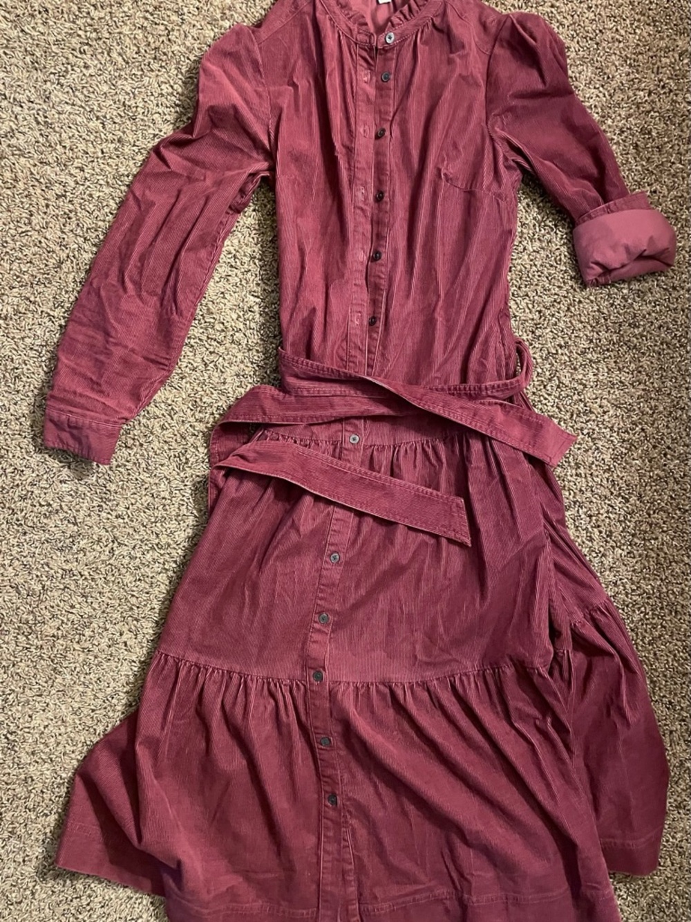Boden Cecily Button-Front Midi Dress with Waist Tie